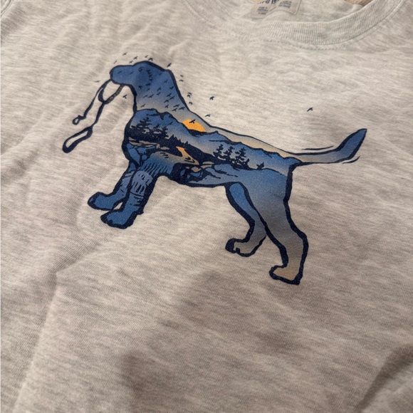 Life Is Good Heather Gray Sweatshirt with Blue Dog Design Macro Micro Dogscape - Picture 7 of 8